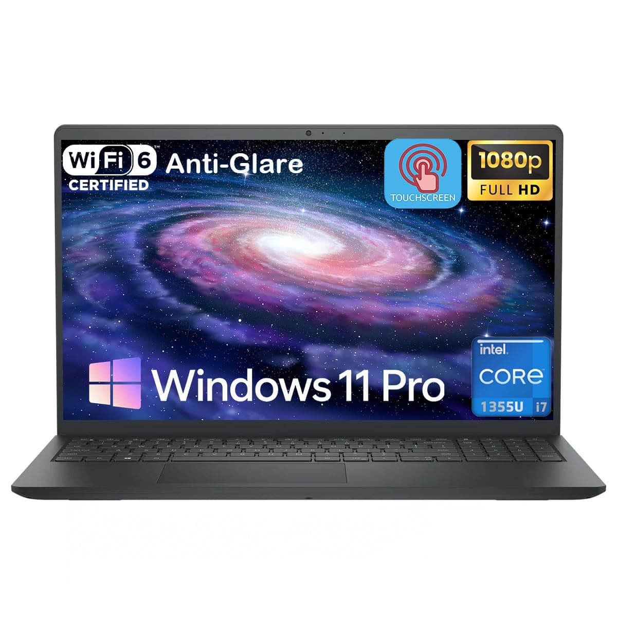 Dell Laptop táctil de 15" - Intel 10 núcleos i7-1355U hasta 5 GHz, pantalla táctil FHD WVA antirreflejo de 15.6", 32 GB RAM, 1 TB SSD, Windows 11 Pro, Copilot AI, teclado numérico, con kit patentado