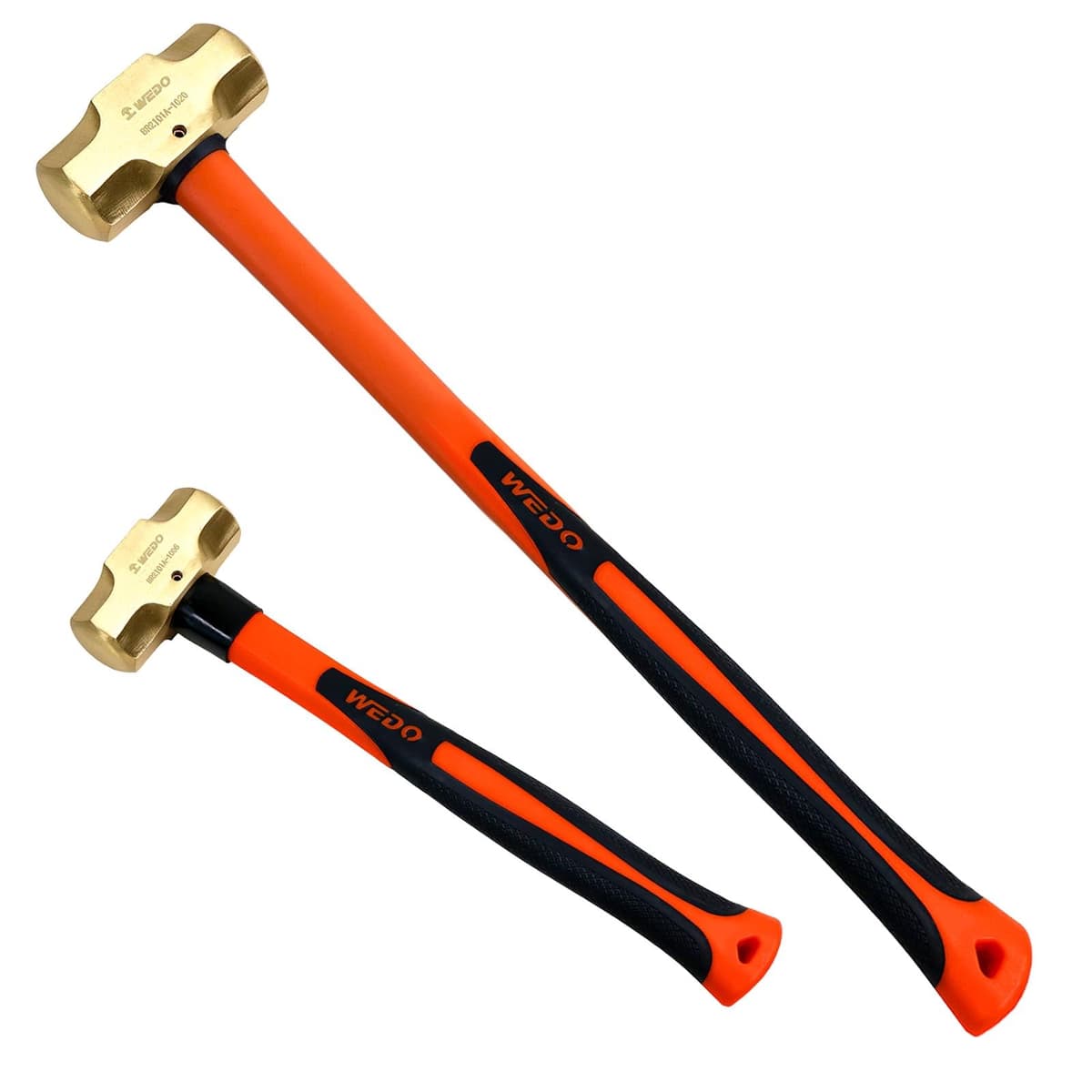 WEDO Set 2PCS Martillos de Bronce - 3 lb y 20 lb, mango de fibra de vidrio, DIN estándar BR2101A-SET-320LB