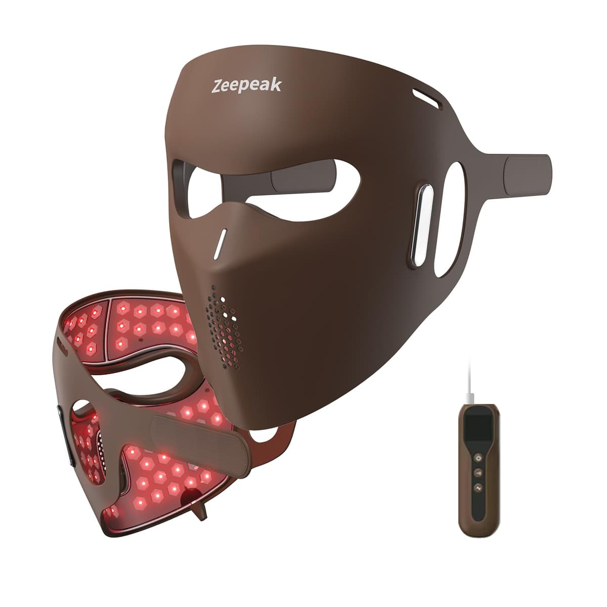 Zeepeak Máscara LED 3D Terapia de Luz Roja, 5 Modos con 1072nm Infrarrojo Cercano, 360 LEDs, Protección Ocular, Portátil