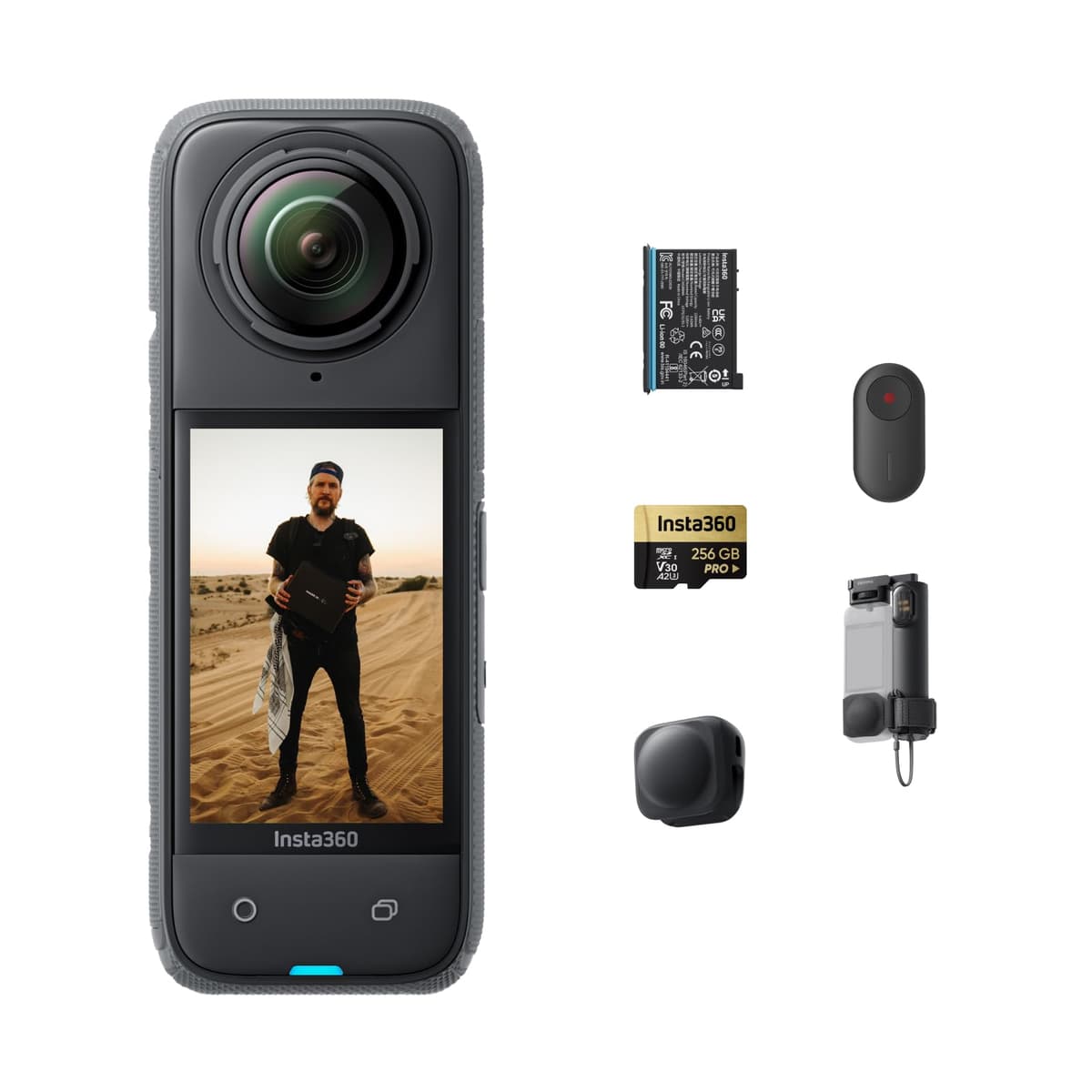 Insta360 X4 Peter McKinnon - Cámara de acción 360 impermeable 8K, video gran angular 4K, efecto palo selfie invisible, protectores de lente removibles, 135 min de batería, edición por IA, estabilización CINSABMA-X4-PM