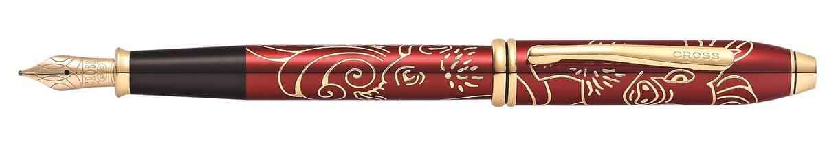Cross 2019 Cross Townsend Zodiac Año del Cerdo Pluma Estilográfica con Adornos Chapados en Oro de 23KT y Plumín Medio Sólido de Oro de 18KT AT0046-55MD