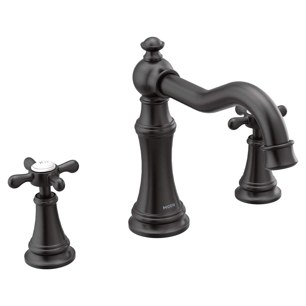 Moen Weymouth TS22101BL Grifería para Bañera Roman 2-Manijas con Manijas Cruz, Negro Mate (Necesita Válvula)