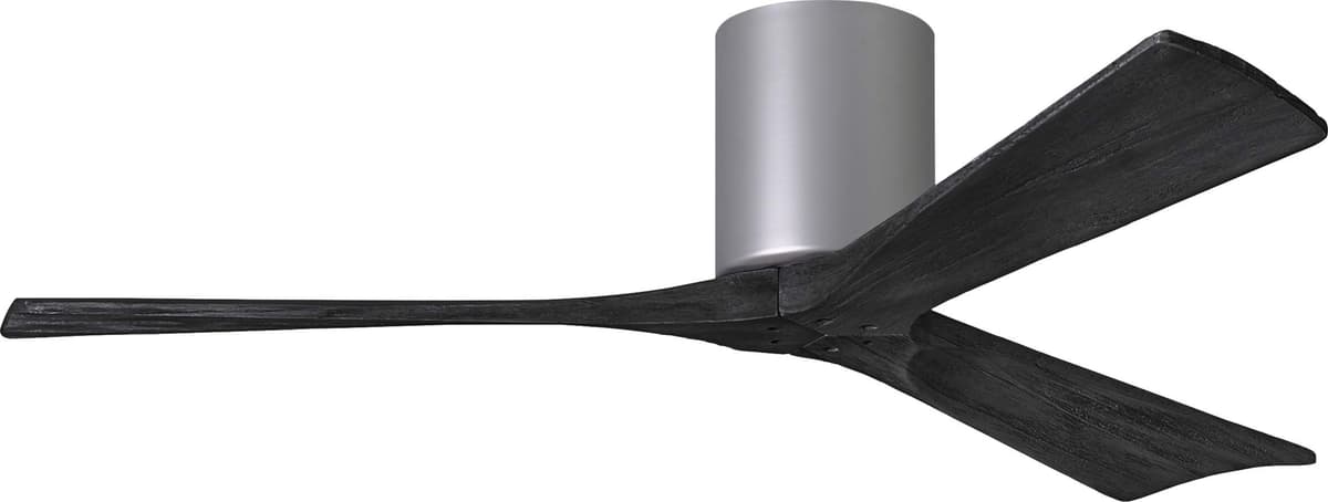 Matthews IR3H-BN-BK-52 Irene Ventilador de techo 52" empotrado con control remoto y de pared, motor DC silencioso, 3 aspas de madera negra, Níquel Cepillado