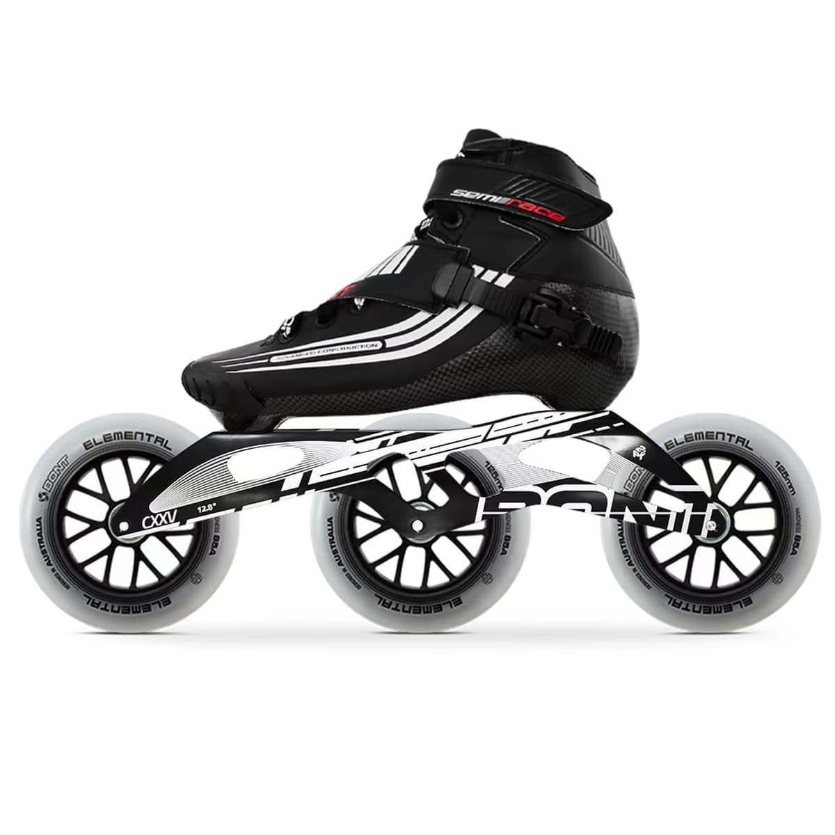 Bont Patines Inline Semi Race 3 ruedas 125mm - Carbono, moldeables, veganos (Black/7) BL Semi Race CXXV