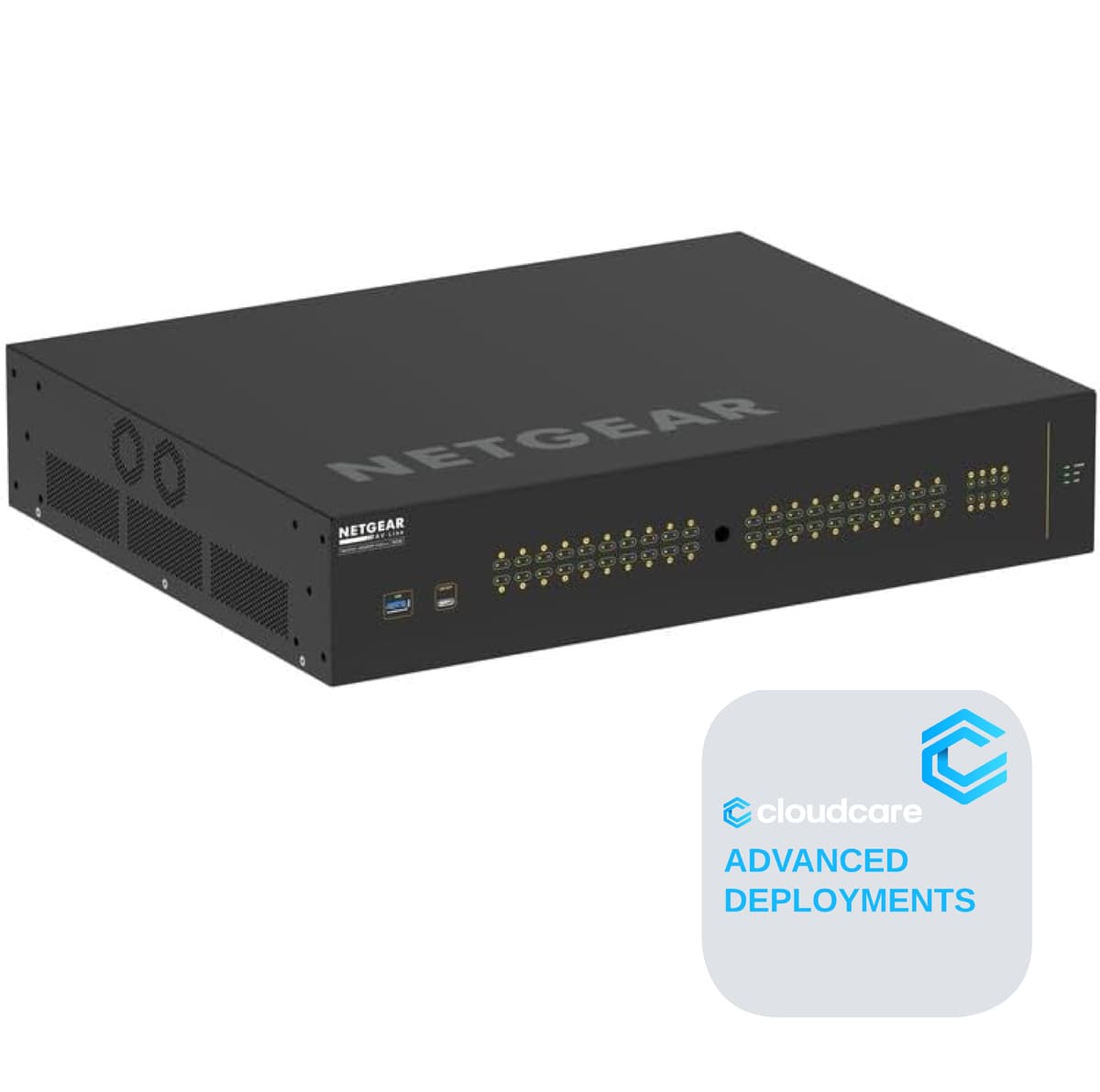 Cloud Care NETGEAR AV Line M4250-40G8XF-PoE++ GSM4248UX - Switch L3 gestionado 48 puertos, 40x1G PoE++ 2880W y 8x10G SFP+ GSM4248UX-100NAS