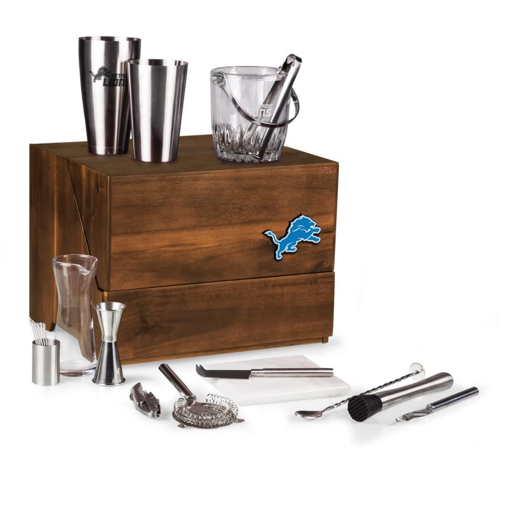 PICNIC TIME Madison Acacia Tabletop Bar Tool Set Detroit Lions 668-44-508-117-2