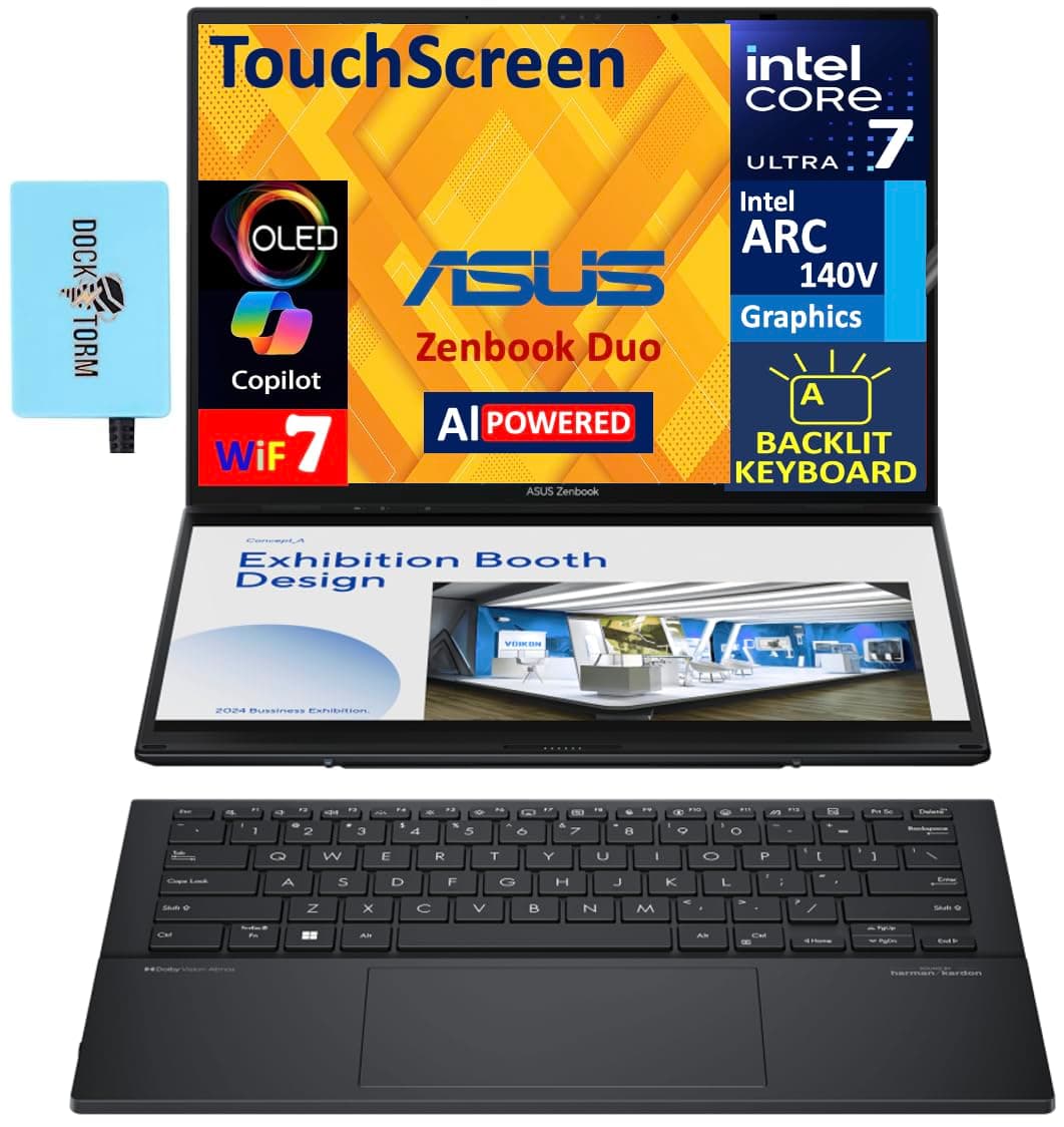ASUS Zenbook Duo 14" OLED 2.8K táctil - Intel Ultra 7-255H, 32GB LPDDR5X, 2TB PCIe SSD, 2 Thunderbolt 4, WiFi 7, Windows 11 Pro fd328998-980b-4285-a4b4-c844984a923a