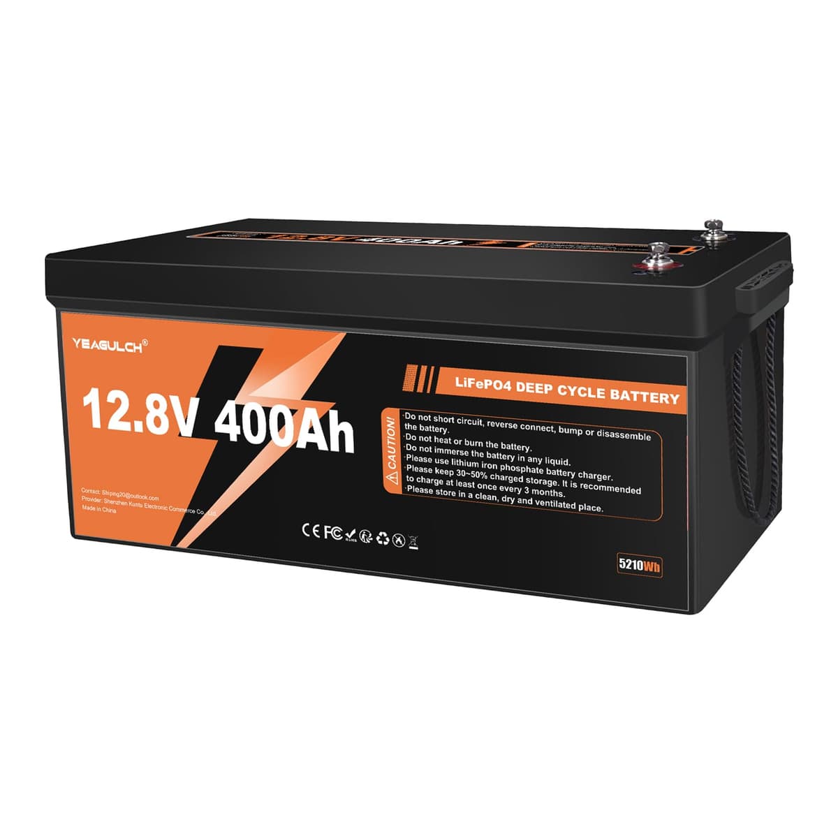 12V 400Ah LiFePO4 - 200A BMS, 5120Wh, hasta 15000 ciclos (yeagulch) MYS95378-666