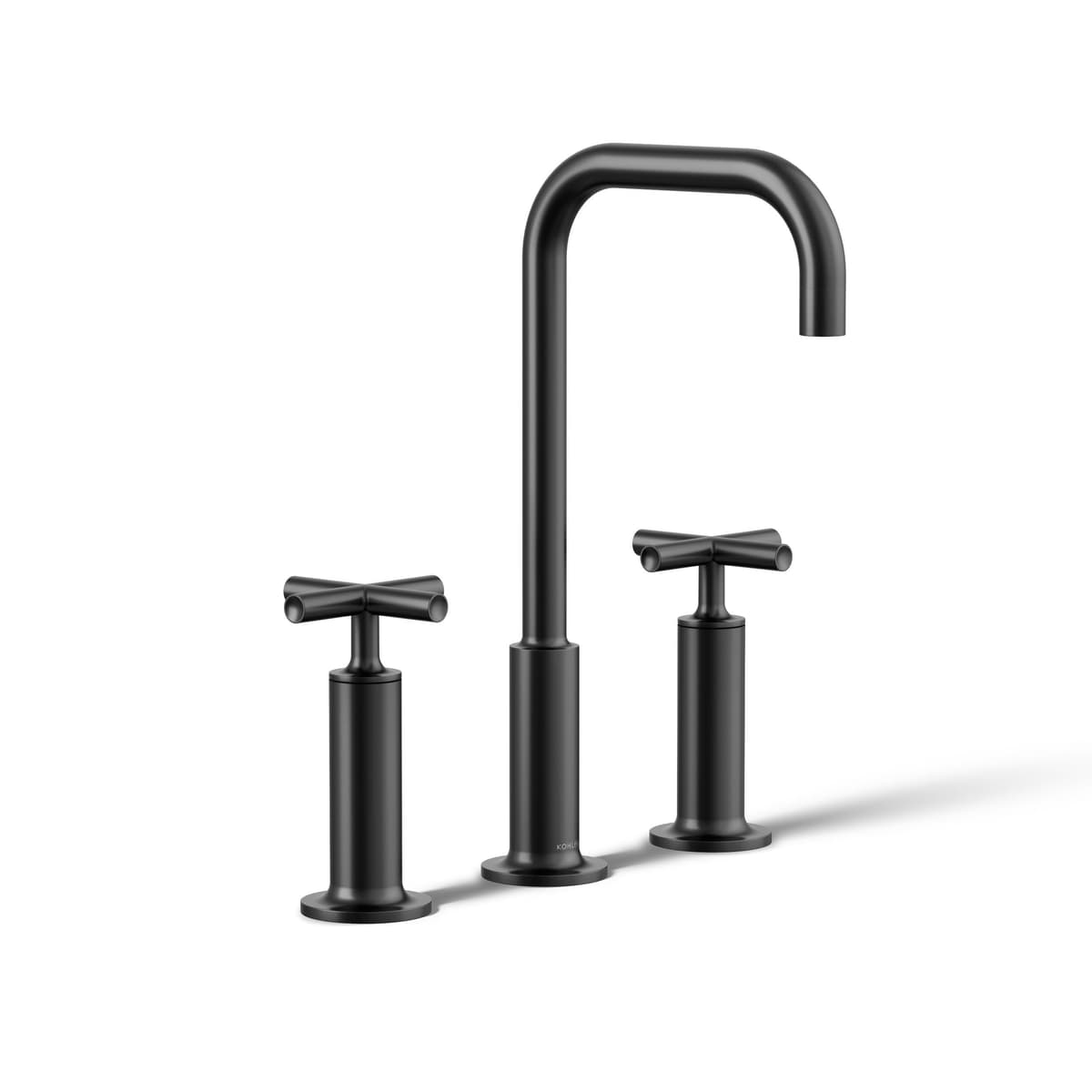 KOHLER Purist K-14408-3-BL grifería para lavabo widespread, manijas cruz altas, negro mate