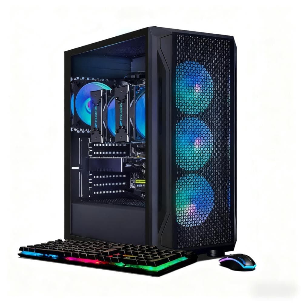STGAubron PC Gaming con CPU Dual, Dual Intel i7 Xeon E5 hasta 3.7GHz, Radeon RX 580 8GB, 16GB DDR4, 512GB SSD, WiFi 6, BT 5.0, 4 ventiladores RGB, Windows 11 Pro ABR1724