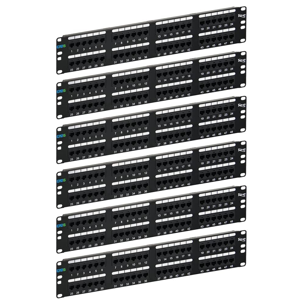 ICC Patch Panel CAT6 48 puertos 2U Rackmount, PoE++ hasta 100W, pack de 6 ICMPP4860V