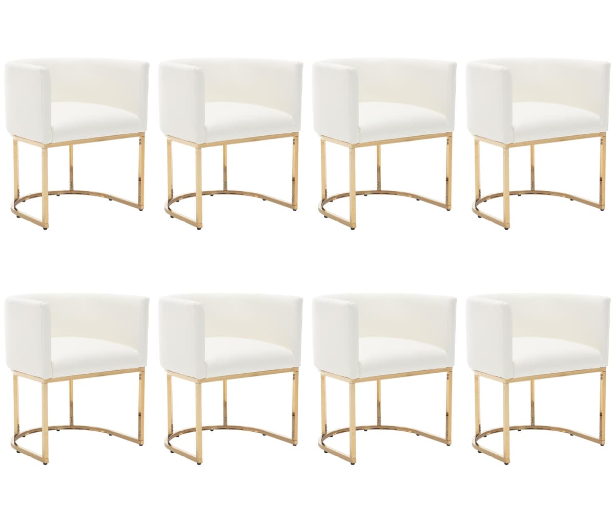 BESTANO Sillas de Comedor Cuero Sintético Juego de 8 Sillas de Brazo Modernas con Estructura Metálica Dorada, Tapizadas 18.5" Ancho, Blanco fa874d92-1b66-45d7-978d-7a32b1af3110