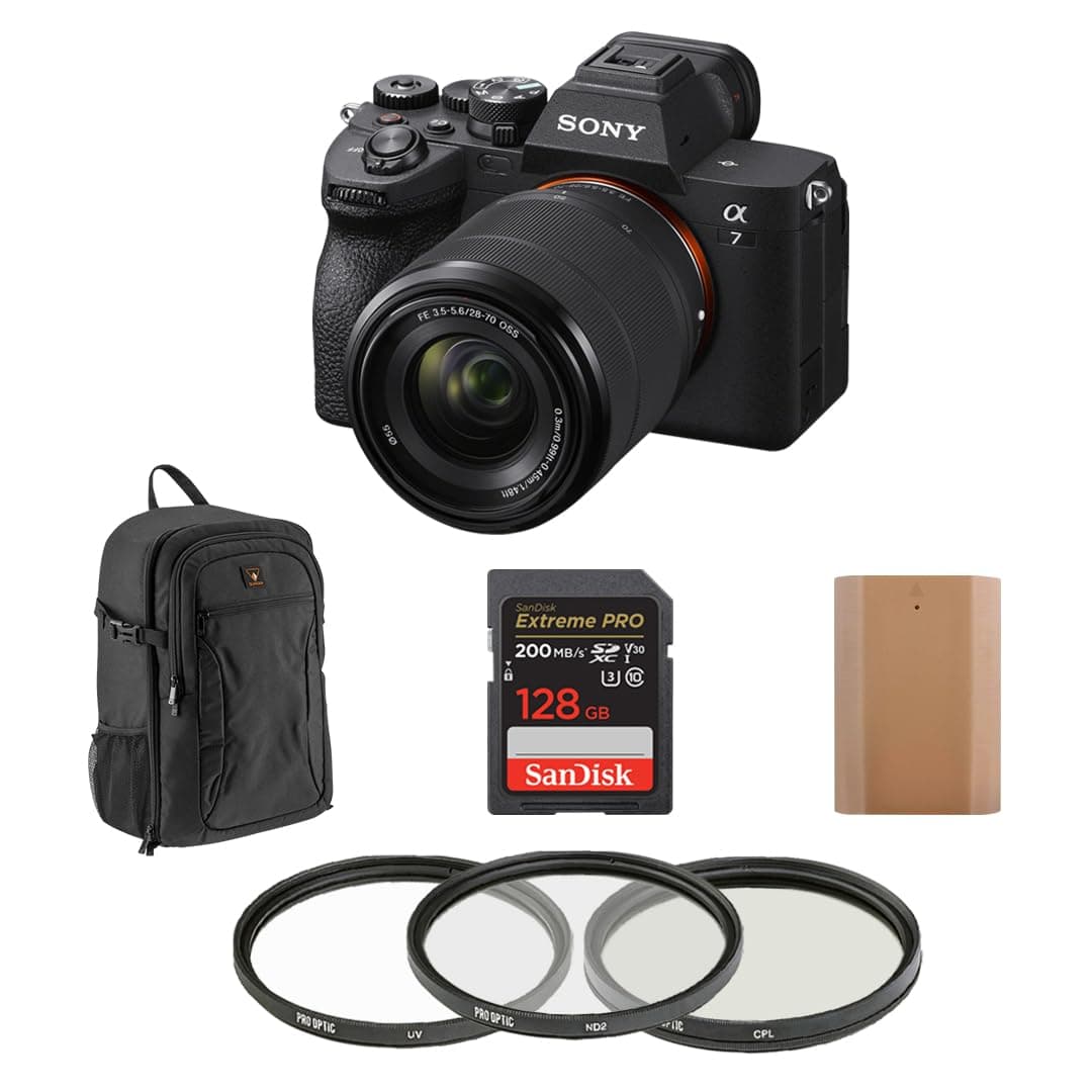 Sony Alpha a7 IV Mirrorless Camera con lente FE 28-70mm - Bundle con 128GB y accesorios ILCE-7M4K/B AK
