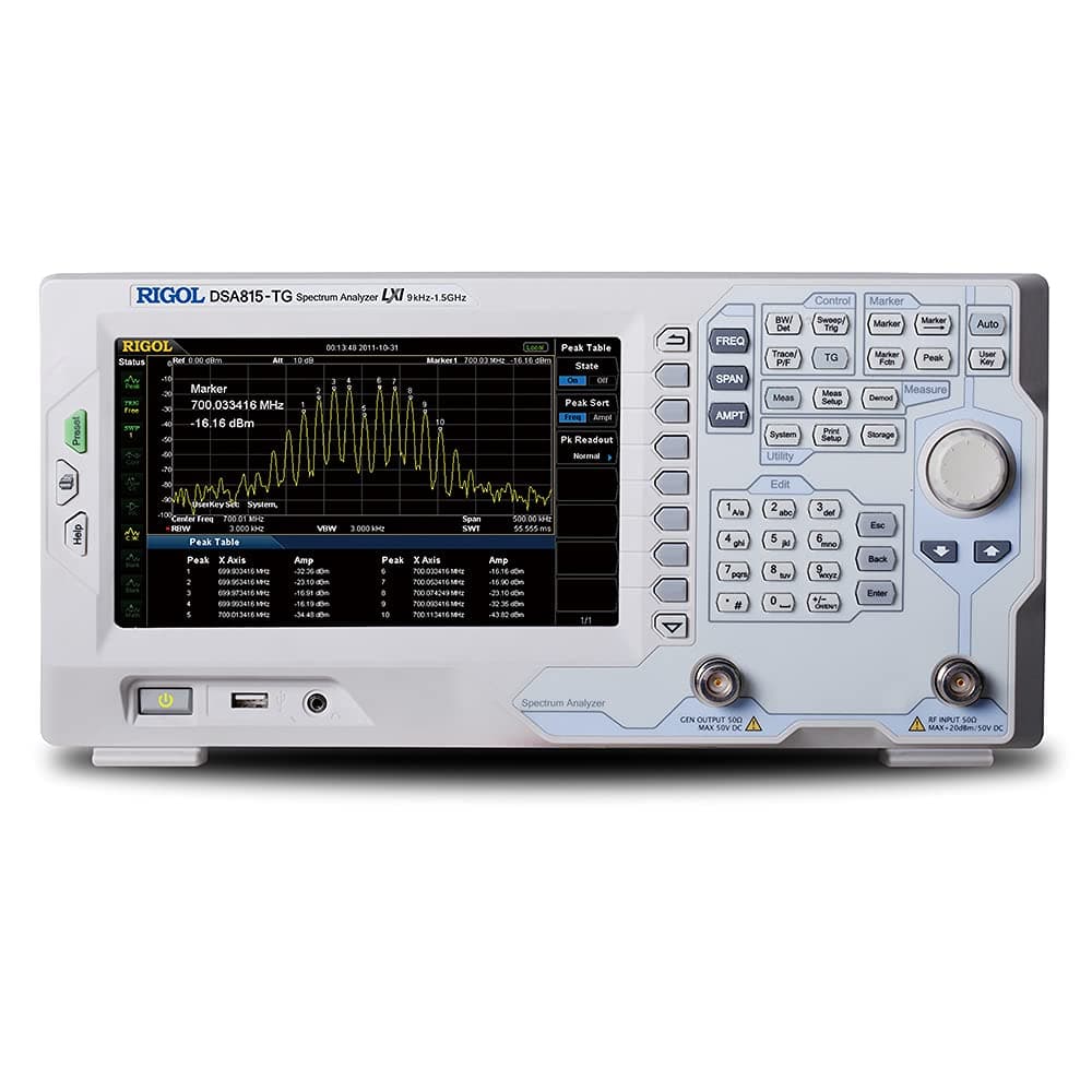 Analizador de espectro Rigol DSA815-TG-AMZ2 9 kHz-1.5 GHz con preamplificador y generador de seguimiento