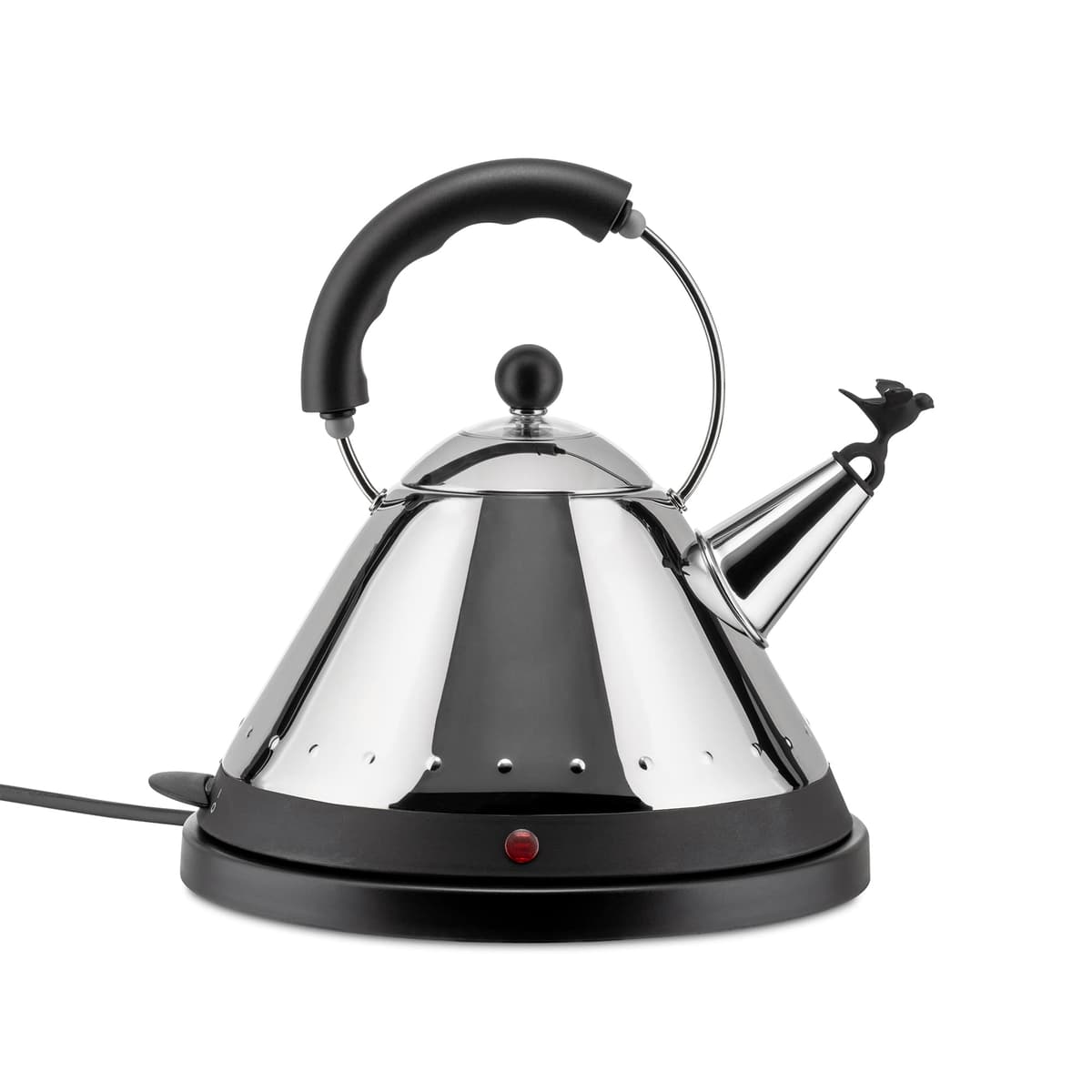 Alessi MG32 B Hervidor Eléctrico Inalámbrico Acero Inoxidable con Mango PA, Negro
