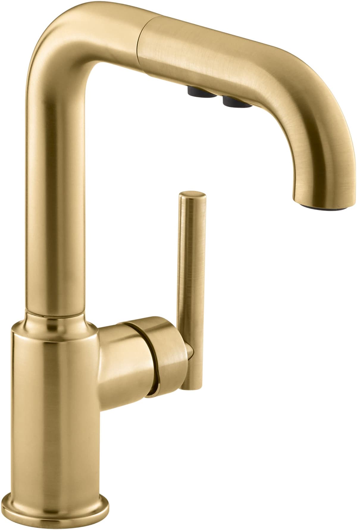KOHLER Purist Grifo de un orificio con pico extraíble de 7" y función pause 7506-2MB