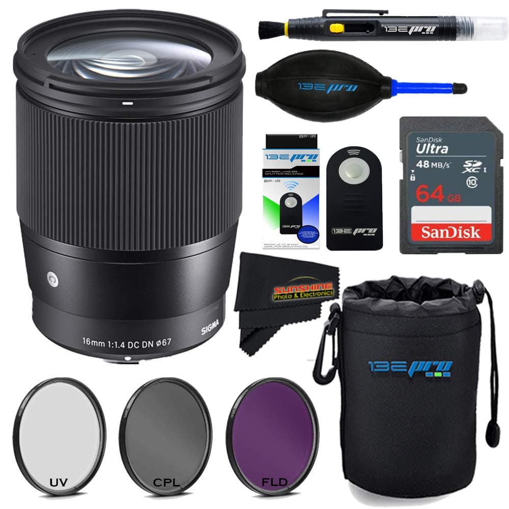 Sigma 16 mm f/1.4 DC DN Contemporary para Sony E con paquete Sunshine Deluxe S16-MM