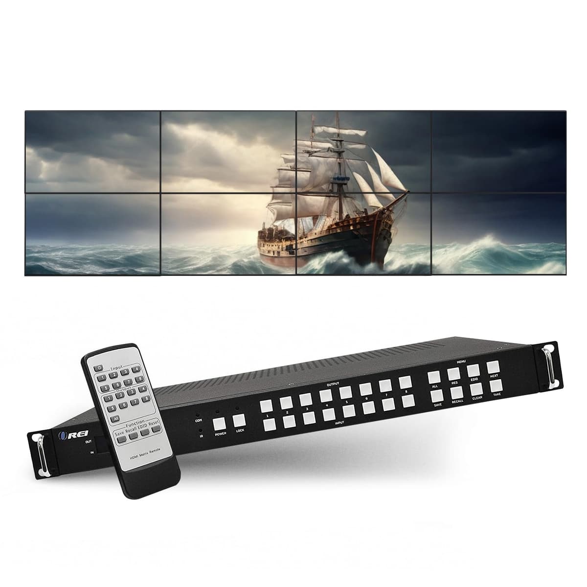 OREI Professional 4K 8X8 HDMI Matrix Video Wall - UHD-808VW