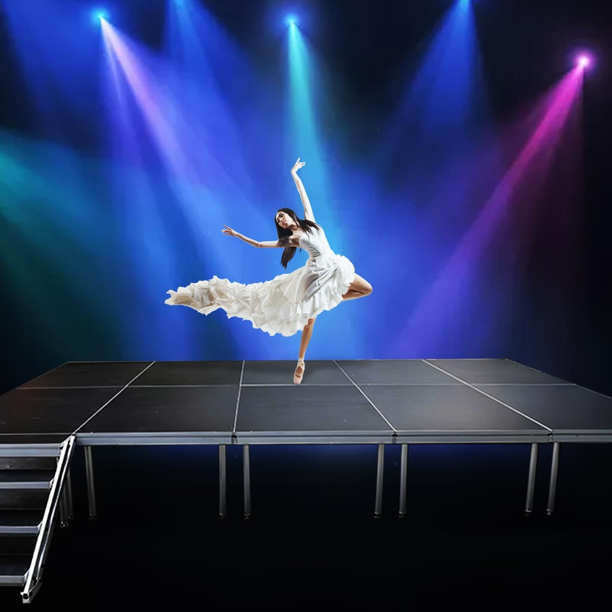 TITINICE 12x12 Modular Stage Platforms, Capacidad 1700lbs/sqm, Altura Ajustable 24"-40", Patas Plegables, Superficie Antideslizante