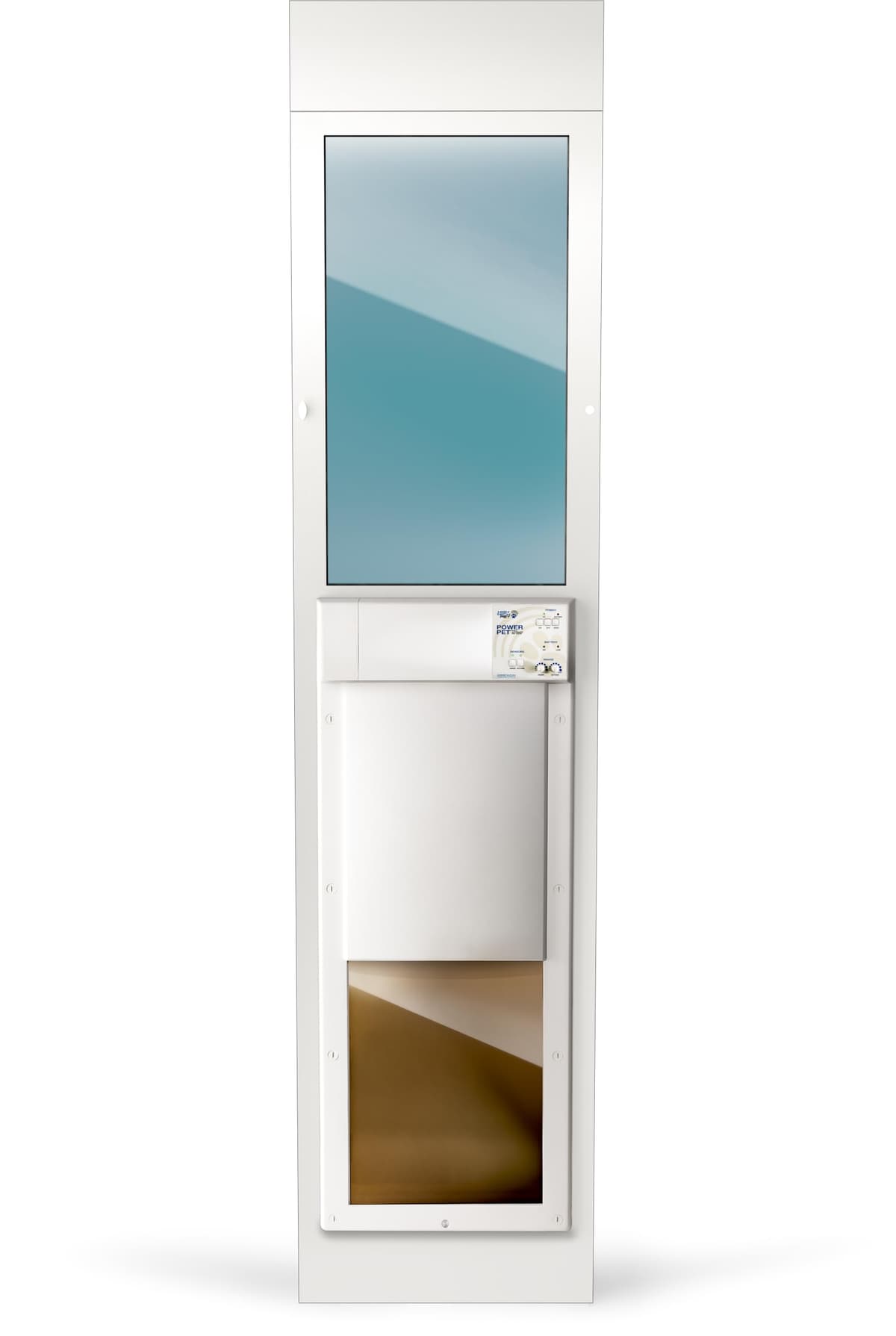 Puerta Electrónica para Perros Power Pet - Puertas Electrónicas para Mascotas de Alta Tecnología - Puertas Electrónicas Deslizantes e-Glass Completamente Automáticas para Perros de Hasta 100 lbs - Grande - Puertas de Patio Regulares 75" - 80-1/4" - PX2-SRE