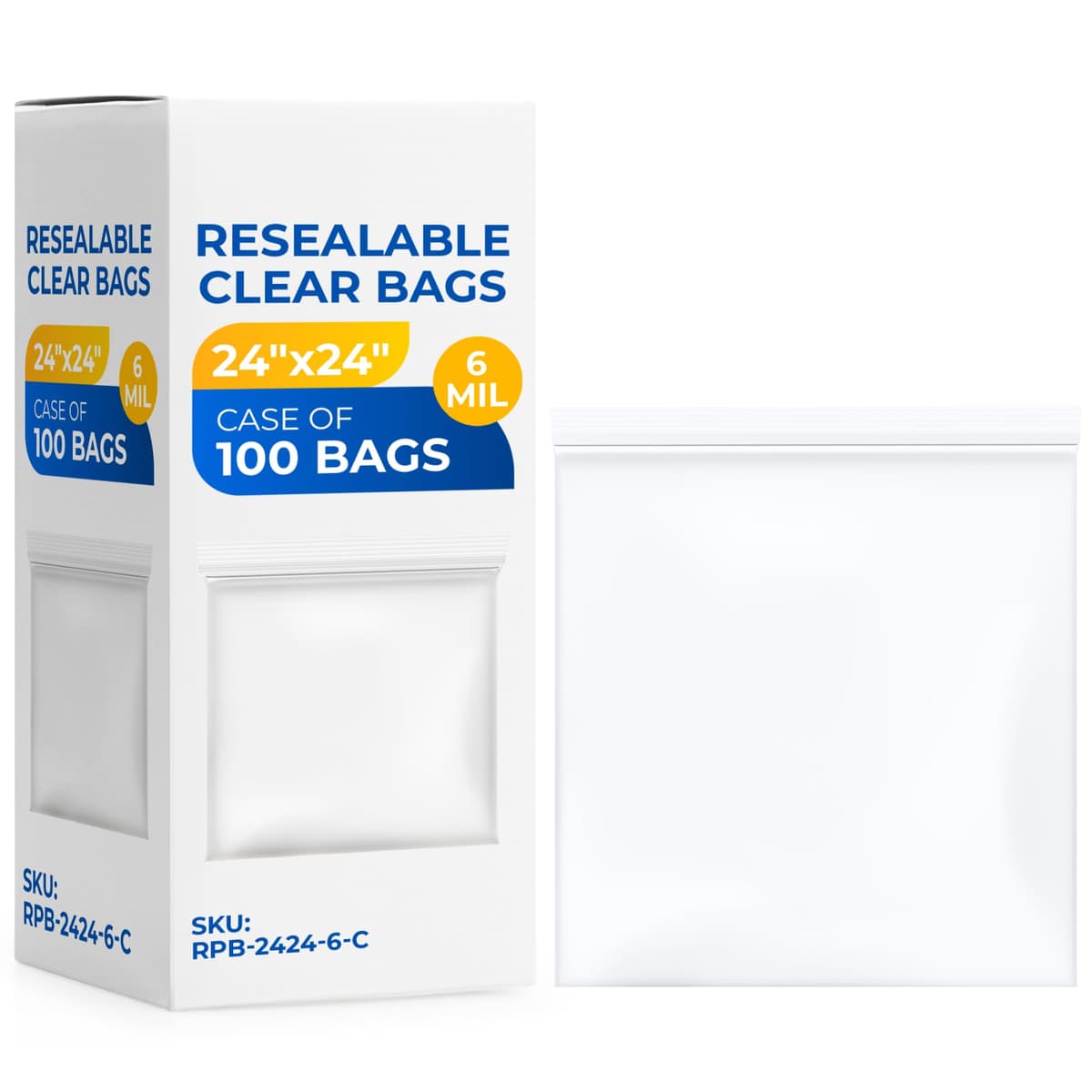Paclord Bolsa Reclosable 24" x 24" 6 mil, 5 paquetes de 20 - Clear (Extra Durable) RPB-2424-6-C