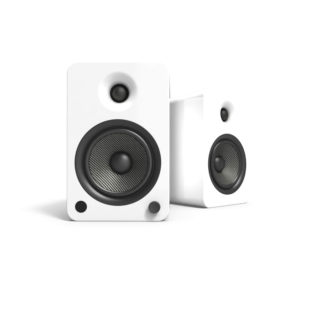 Kanto YU6GW Parlantes de Estantería Potenciados con Bluetooth y Preamplificador para Phono | Par | Blanco Brillante