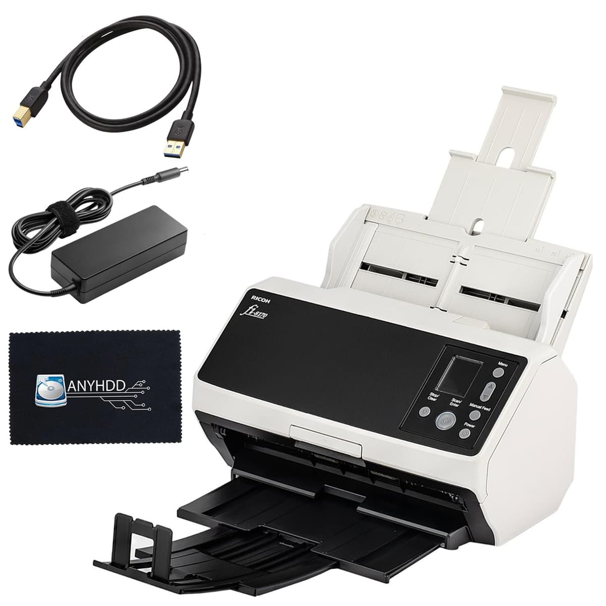 ANYHDD Fi-8170 Escáner de Documentos Dúplex de Alta Velocidad, Red (Incluye Fuente, Cable USB 3.2 y Paño) ANYHDD-8170