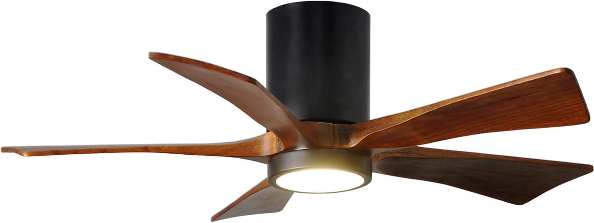 Matthews IR5HLK-BK-WA-42 Irene Ventilador de techo empotrado 42" con luz y control remoto, motor DC silencioso, 5 aspas de madera, Negro mate con tono nogal
