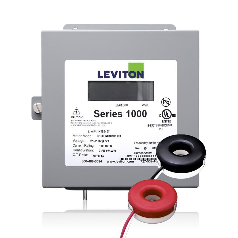 Leviton 1K240-1SW medidor Series 1000 120/240V 100A 1P3W con 2 CTs sólidos