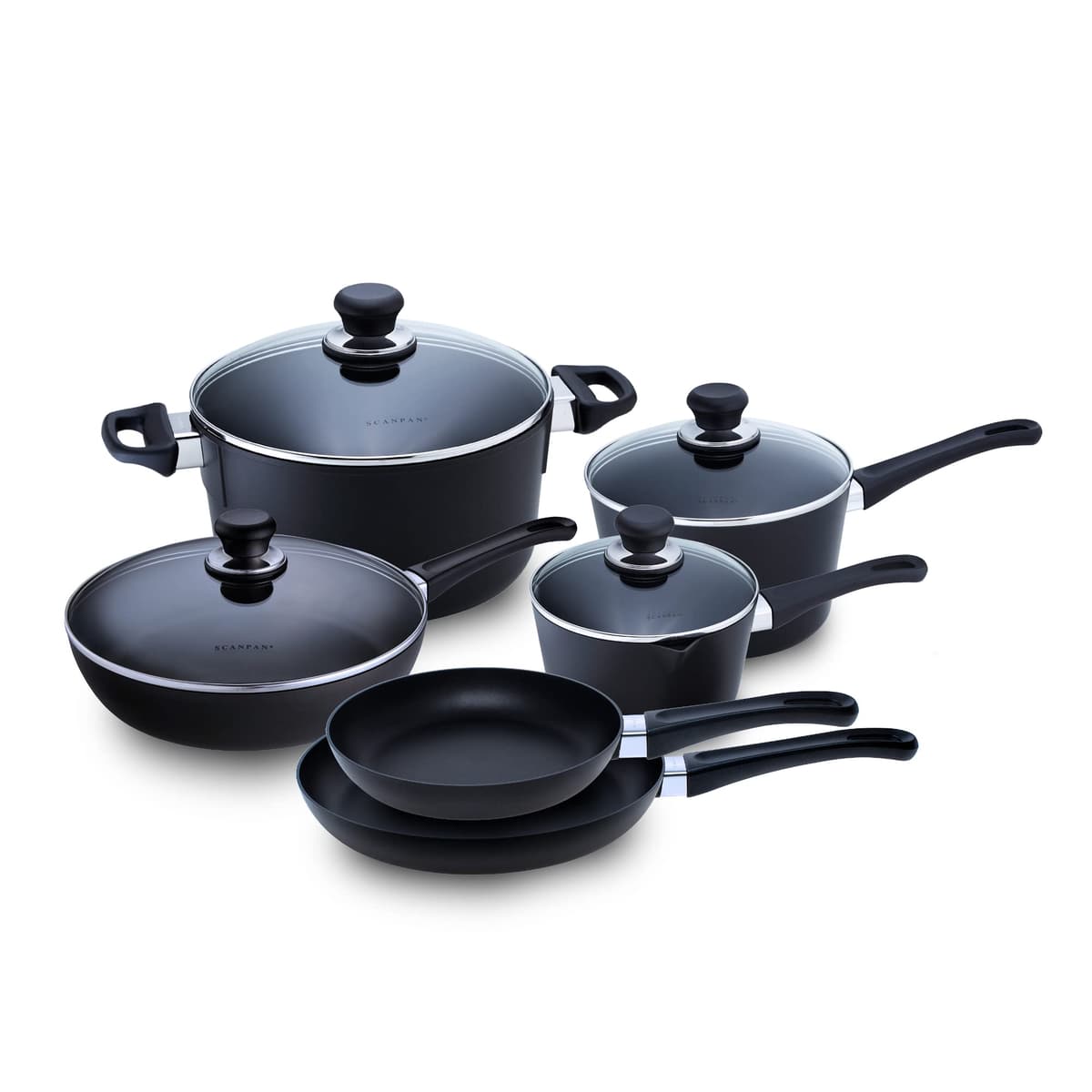 Scanpan Classic Induction Juego de Ollas y Sartenes 10 Piezas - Inducción, Apto para Utensilios de Metal, Horno hasta 500°F 53100000