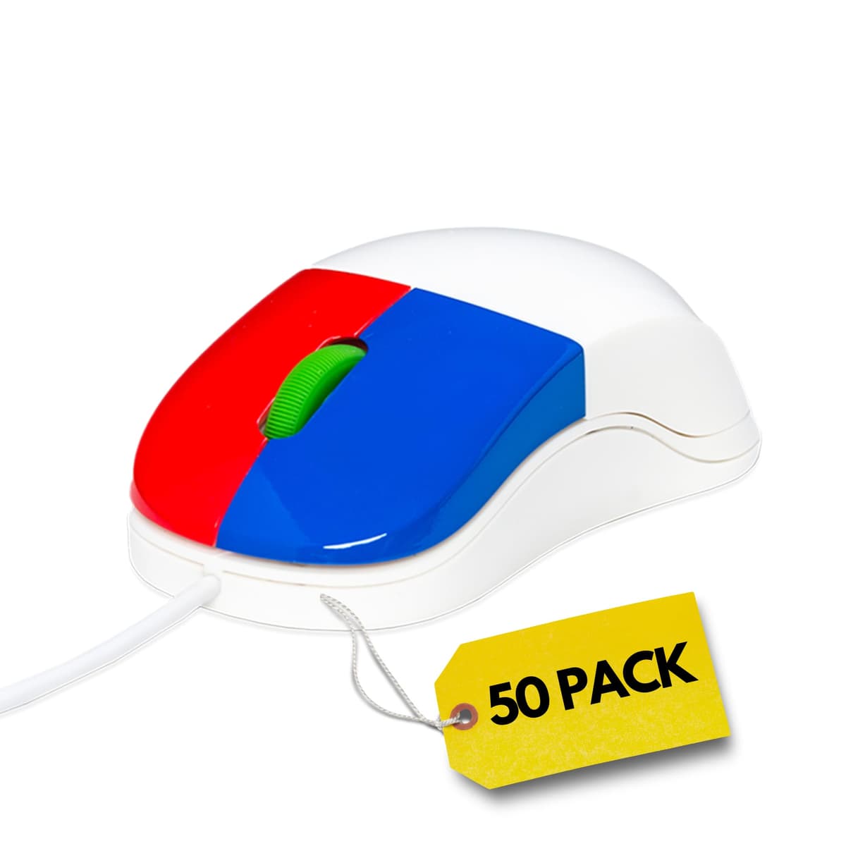 Clevy Kids Mouse - Mouse infantil ergonómico y colorido con cable USB para computadora y laptop, apto para escuela y hogar - Mouse para niños compatible con Windows, macOS y Chromebook - Paquete de 50 102634