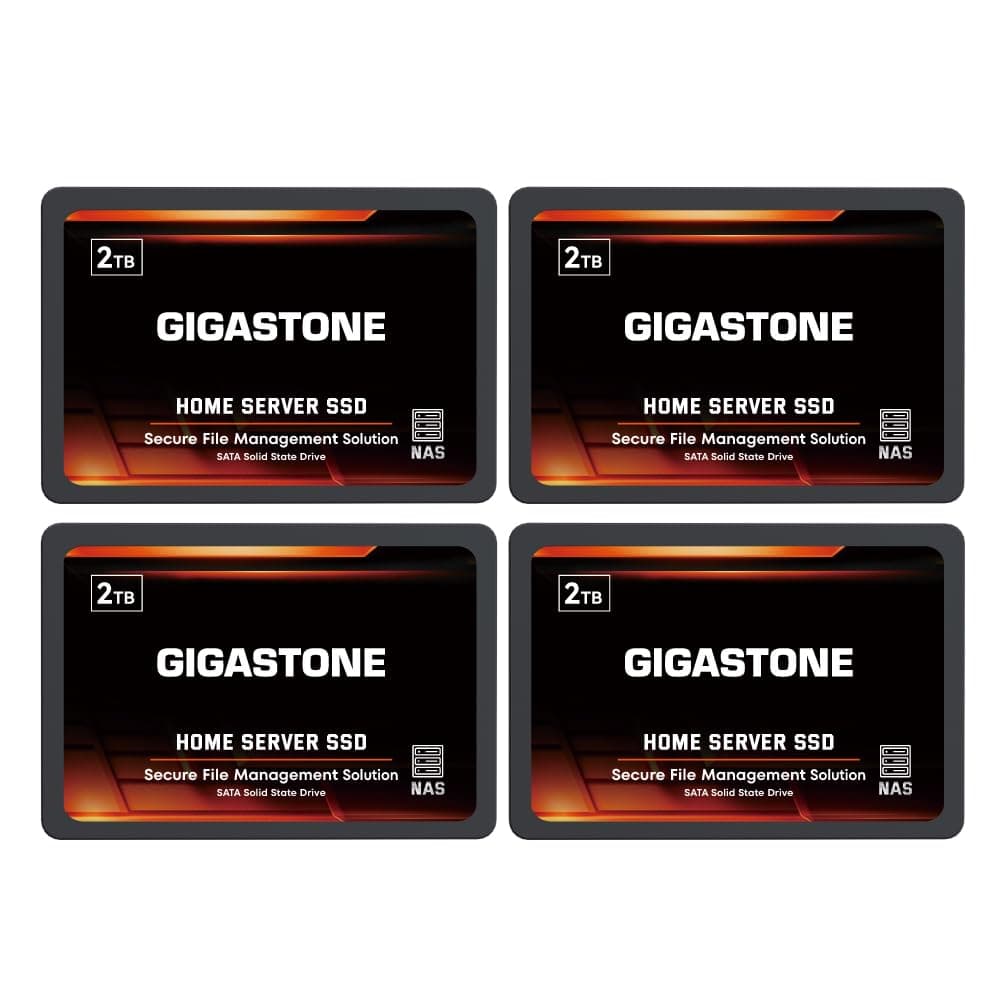 Gigastone Home Server SSD 2TB (Pack 4) - NAS SSD 24/7 TLC, 2.5" SATA para Cache y RAID GS-SSD-HS-2TB-4PK-B