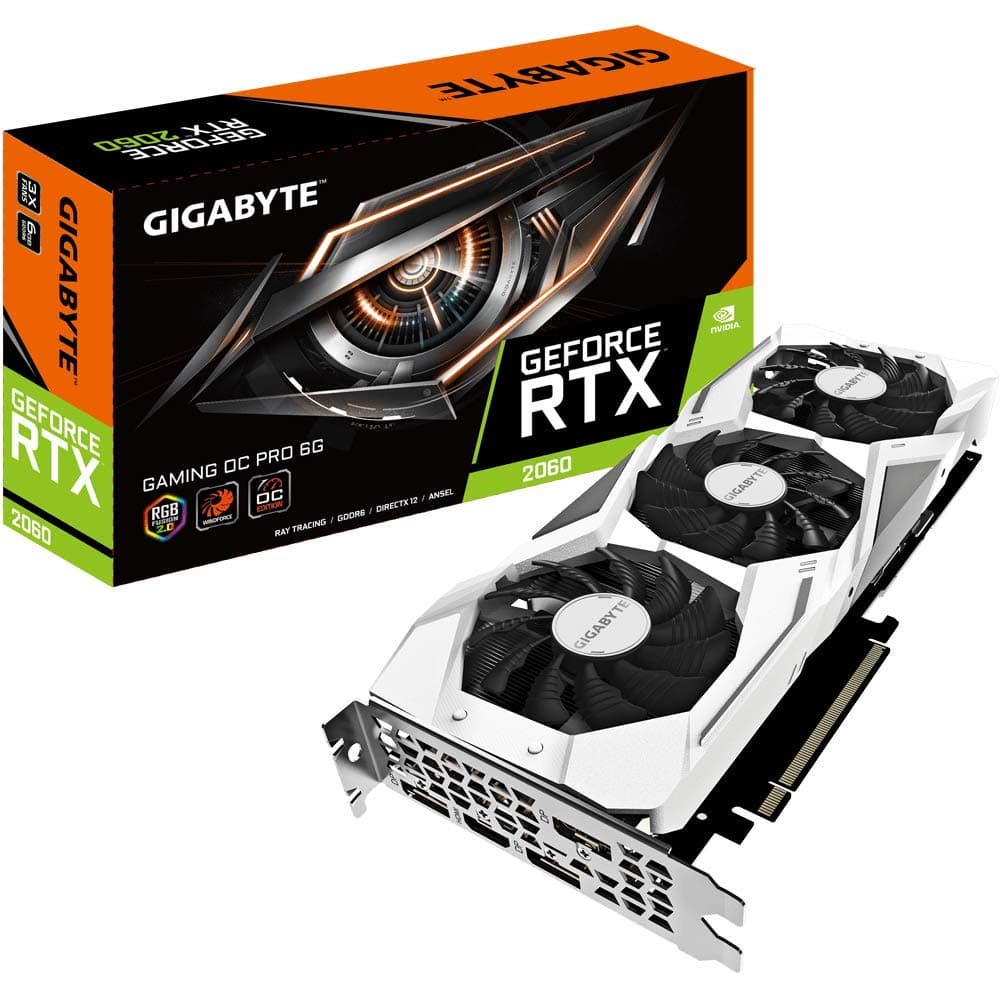 GIGABYTE GeForce RTX 2060 Gaming OC White PRO 6G Tarjeta de Video, 3 VENTILADORES WINDFORCE, 6GB GDDR6 192-Bit, GV-N2060GAMINGOC PRO WHITE-6GD GVN2060GAMOCPRWHT6GD