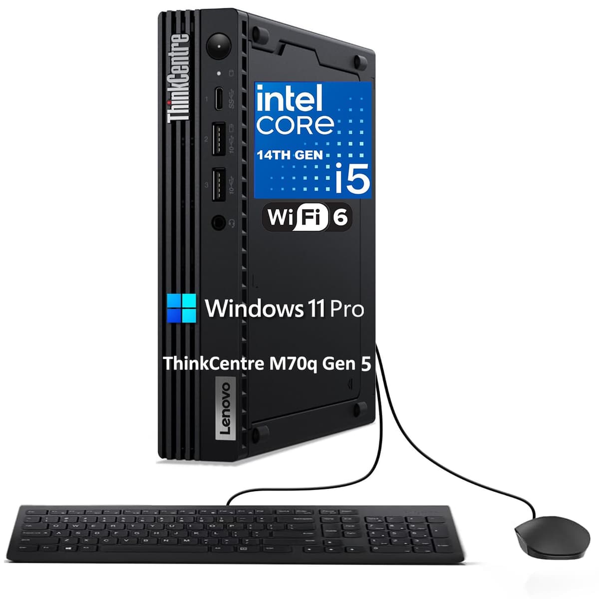 Lenovo ThinkCentre M70q Gen 5 Tiny 1L Mini PC i5-14400T, 32GB, 1TB