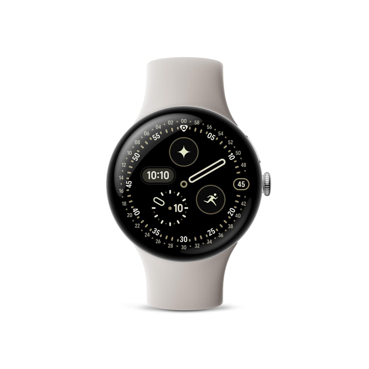 Google Pixel Watch 4 (45 mm) - Smartwatch Android con monitoreo de ritmo cardíaco y sueño - Batería de 40 horas - Seguimiento de actividad - Google AI - Caja de aluminio pulido plateado - Correa Porcelain Active - Wi-Fi GA09308-US
