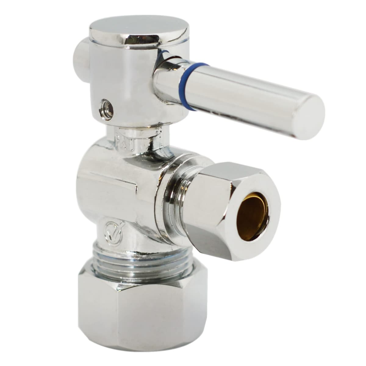 Westbrass D105BL-20-05 Válvula angular de cierre con manija palanca 1/4 giro, 5/8" OD x 3/8" OD, Níquel pulido (paquete de 20)