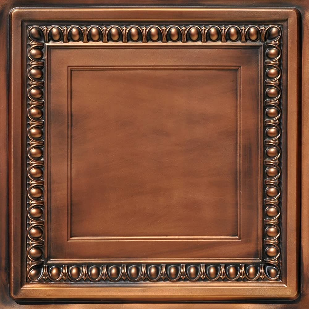 From Plain To Beautiful In Hours DCT06 Cambridge PVC 2' x 2' Lay-in o Glue-up Ceiling Tile, Aged Copper, 50 Piezas DCT06ac-24x24-50
