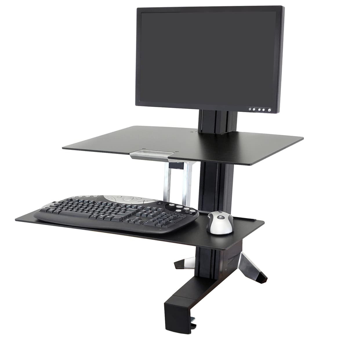 Ergotron WorkFit-S HD Convertidor de escritorio para monitor único, Sit-Stand (Negro) 33-351-200