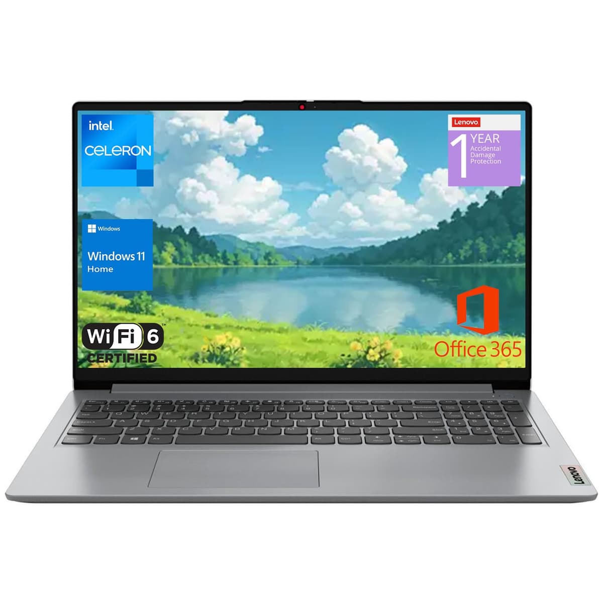 Lenovo IdeaPad 1 Home Laptop, pantalla FHD de 15.6", procesador Intel Celeron de doble núcleo, 20 GB de RAM, 128 GB eMMC + 1 TB SSD PCIe, 1 año de Office 365, Wi-Fi 6, Windows 11 Home, 1 año adicional ADP IdeaPad 1 15IJL7