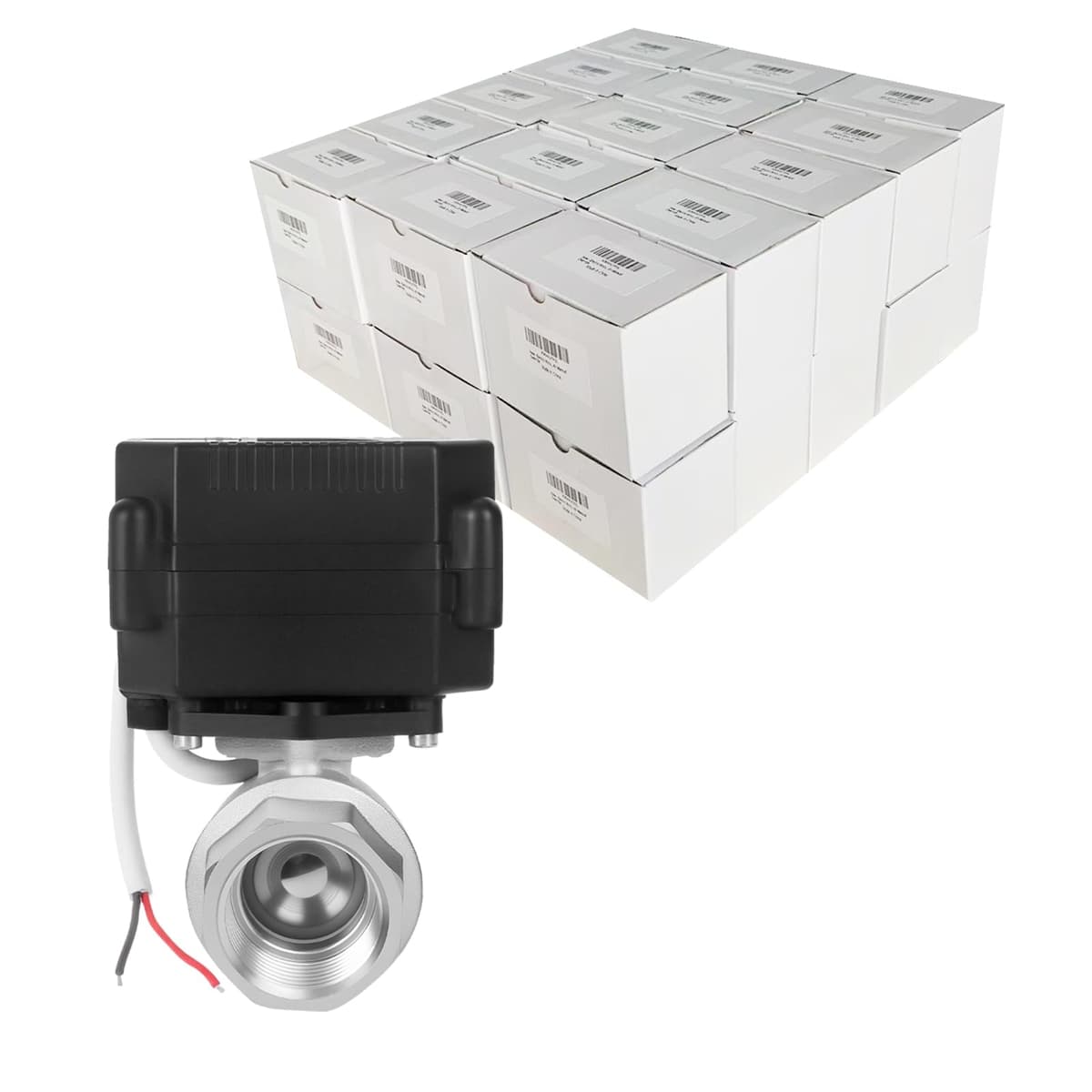 movafaFH Válvula de bola motorizada eléctrica 1" acero inoxidable, paso completo, 9-24V DC, 2 cables, paquete de 30