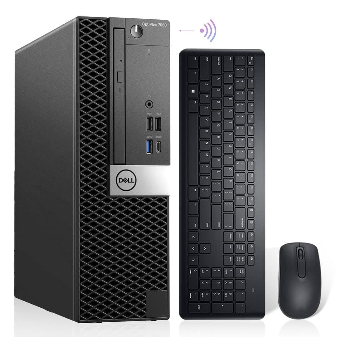 Dell OptiPlex 7060 Computadora de Escritorio SFF con Windows 11 Pro, Intel i7-8700 Hexa Core 8ª Gen, 32GB DDR4, 512GB NVMe M.2 SSD, Wi-Fi 6E AX210 y Bluetooth 5.2 Integrados, Teclado y Mouse Inalámbricos Nuevos (Reacondicionado)