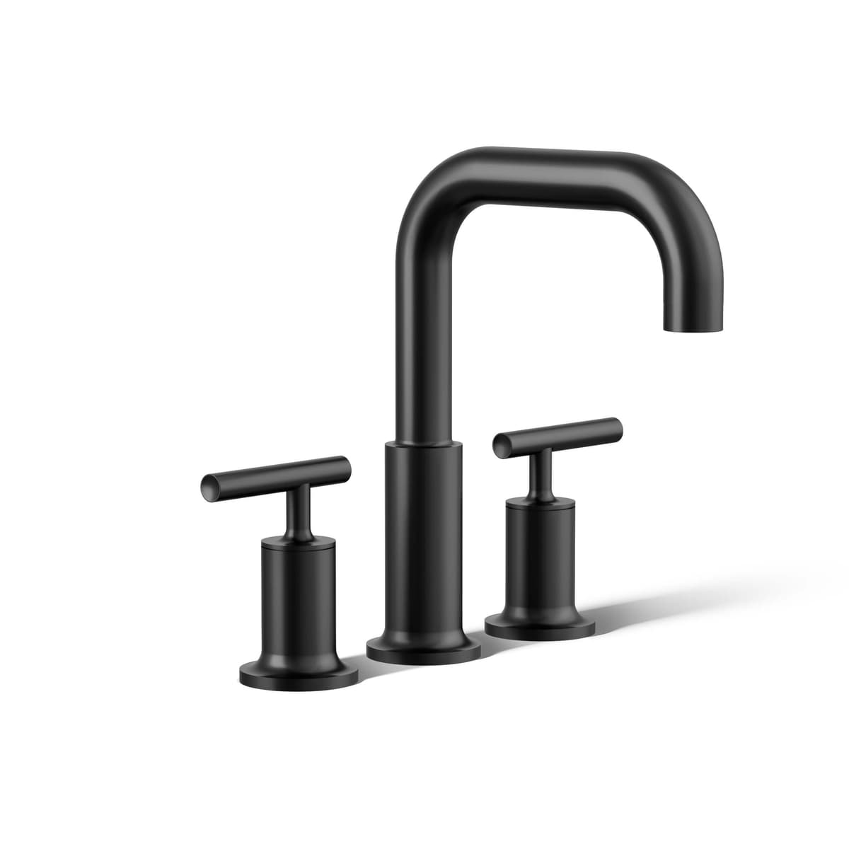 Kohler Purist Grifería de borde para bañera, montaje en cubierta, manijas palanca, sin válvula, Negro Mate T14428-4-BL