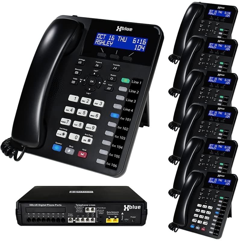 XBLUE X16 Plus Small Business Phone System Bundle con 7 XD10 Digital Phones X16plus-XD10-4x7