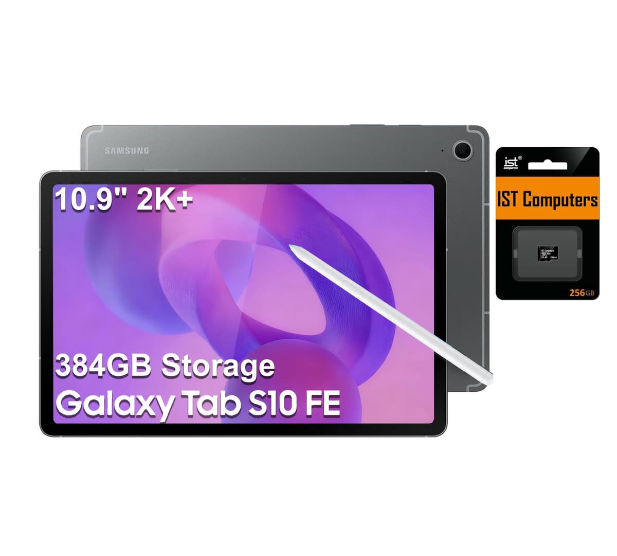 Samsung Galaxy Tab S10 FE Tableta Android (10.9" 2K+ Pantalla Táctil, 8 núcleos, 8 GB RAM, 384 GB Almacenamiento (128 GB + tarjeta SD de 256 GB)), S Pen, Larga Duración de Batería, Cámaras Dual, Ligera, SM-X520, Versión NA, Gris