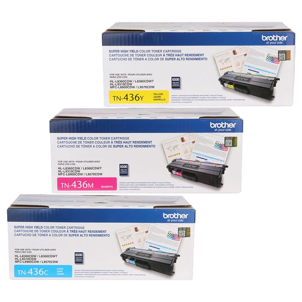 Set Brother TN-436 Super High Yield colores (C, M, Y) 6,500 páginas