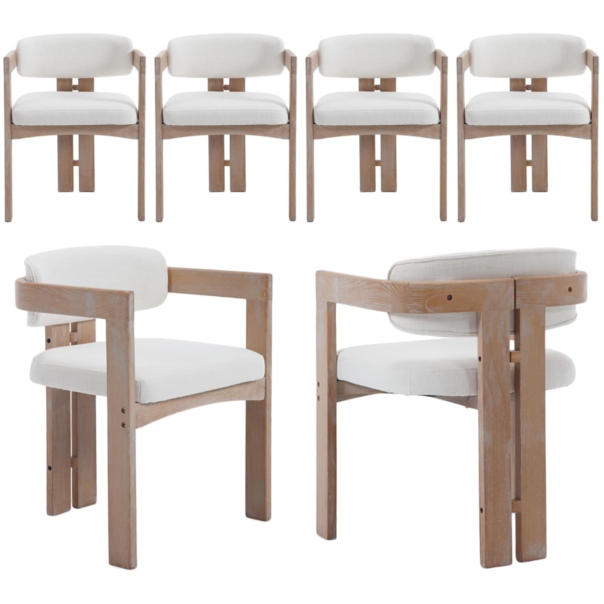 chairus Juego 2 Sillas Comedor Barril Tapizadas en Lino con Brazos y Respaldo Curvo, Beige b646094b-8be6-44cb-8704-c37d992a4368
