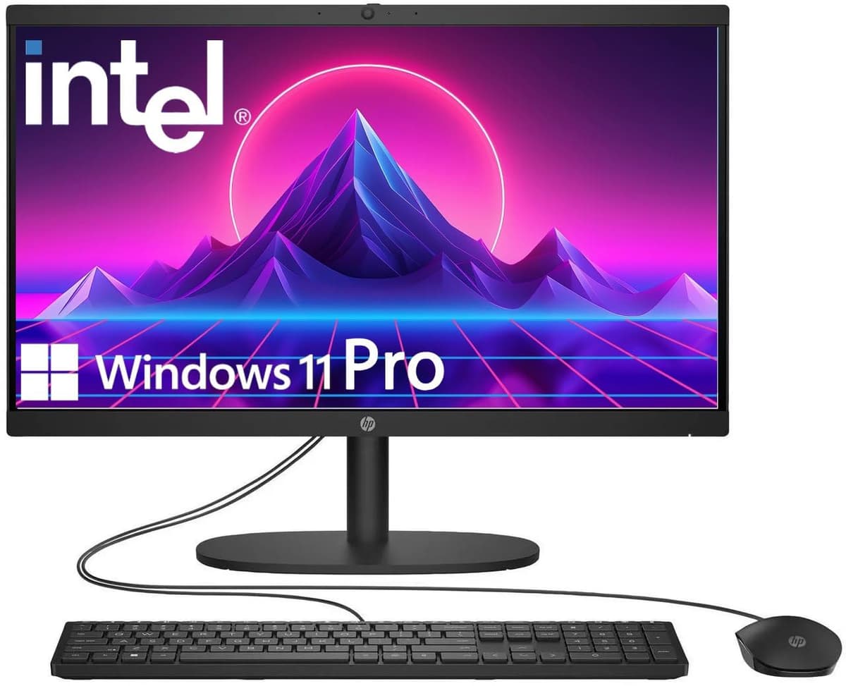 HP 2025 Computadora Todo-en-Uno de 22" FHD • Versión Nueva para Uso Diario • CPU Intel de Cuatro Núcleos 13ª Gen • 16GB DDR5 • 128GB Almacenamiento • HDMI • Type-C • Wi-Fi • Cámara HD • Win11 Pro • Negro 9