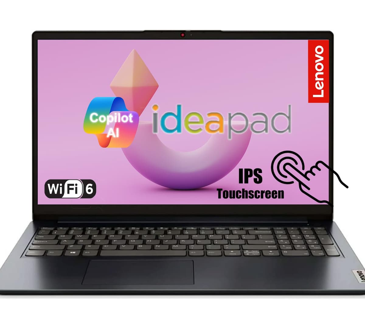 Lenovo IdeaPad 1i 15.6 pulgadas FHD con pantalla táctil | Intel 12ª generación i5 de 10 núcleos | 24 GB RAM, 1.5 TB de almacenamiento (1 TB SSD + 512 GB externo) | WiFi 6, Copilot AI | Uso escolar y empresarial | Azul Abismo 00HMI5