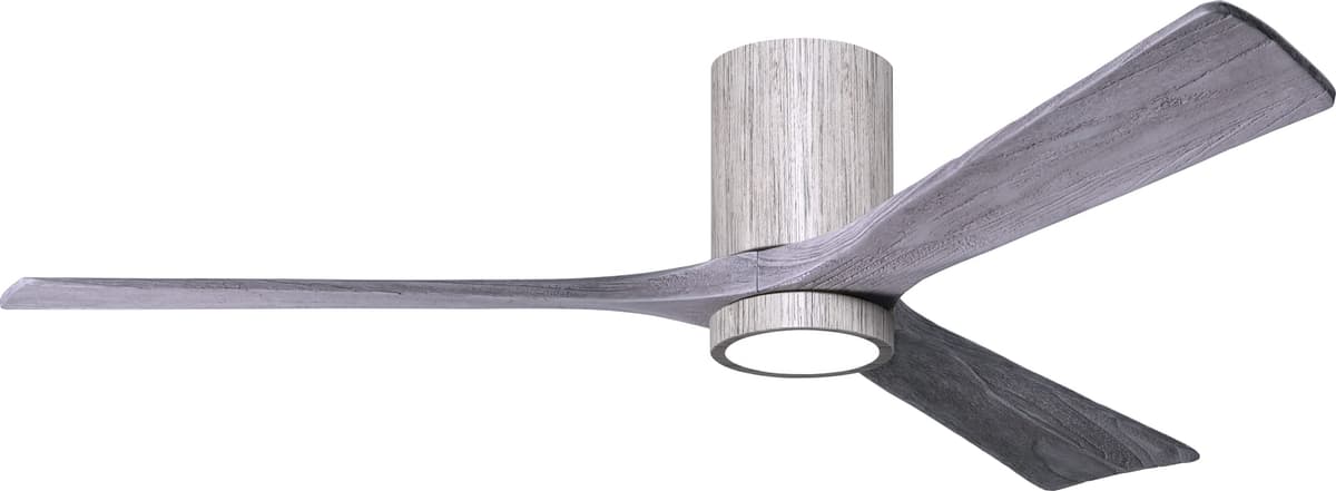 Matthews IR3HLK-BW-BW-60 Irene 60" Ventilador de techo empotrado para zonas húmedas con luz, control remoto y control de pared, motor DC silencioso, 3 paletas de madera maciza, Barn Wood Tone