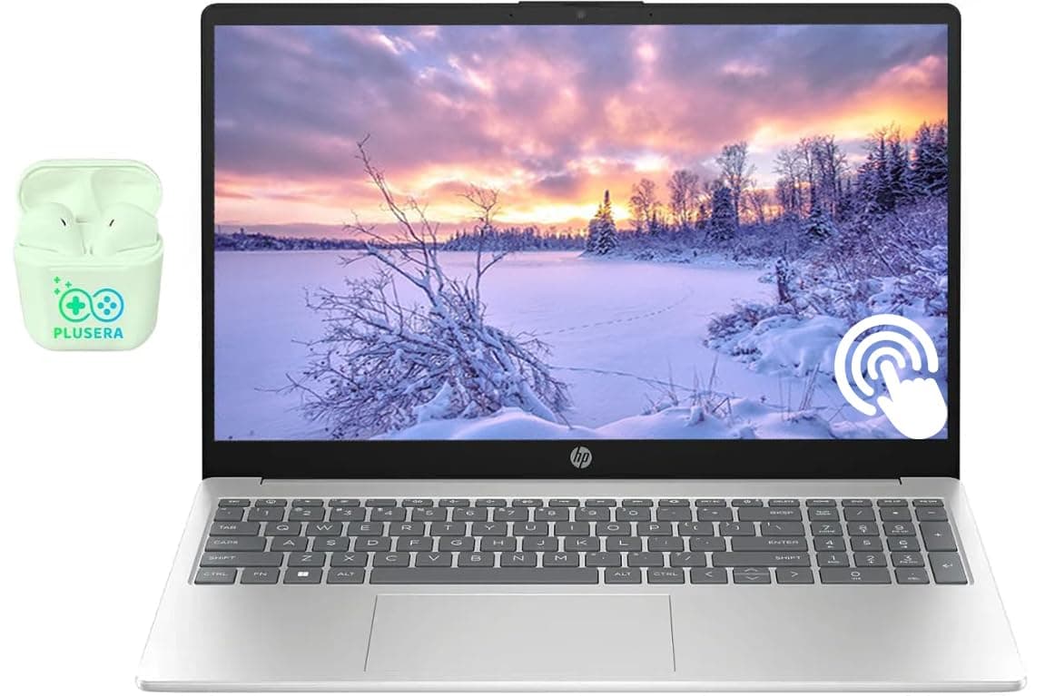 HP Laptop empresarial y para estudiantes de 15.6" con pantalla táctil, Intel Core i3 de 6 núcleos, Windows 11, audífonos PLUSERA, plateado (Intel Core i3, 64 GB RAM | 2 TB SSD) HP 15